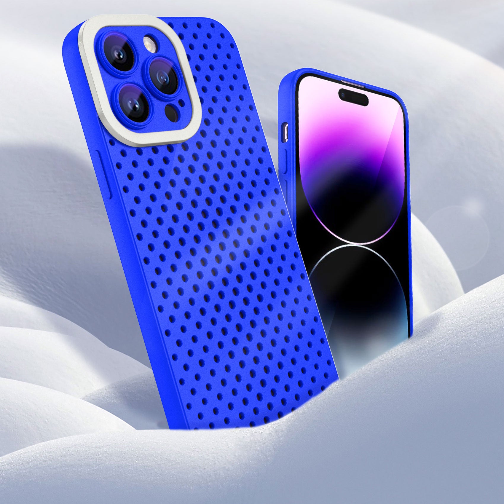 Uniqkart for iPhone 14 Pro Drop Proof Skin-touch TPU Case Hollow Hole Heat Dissipation Phone Cover - Blue Uniqkart for iPhone 14 Pro Drop Proof Skin-touch TPU Case Hollow Hole Heat Dissipation Phone Cover - Blue